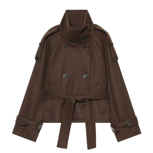 Brown Cropped Trench Coat
